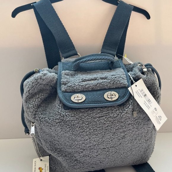 NWT Mandarina Duck Unisex Backpack Bag Cotton Zipper Utility Teady Blue Smoke - Picture 4 of 6